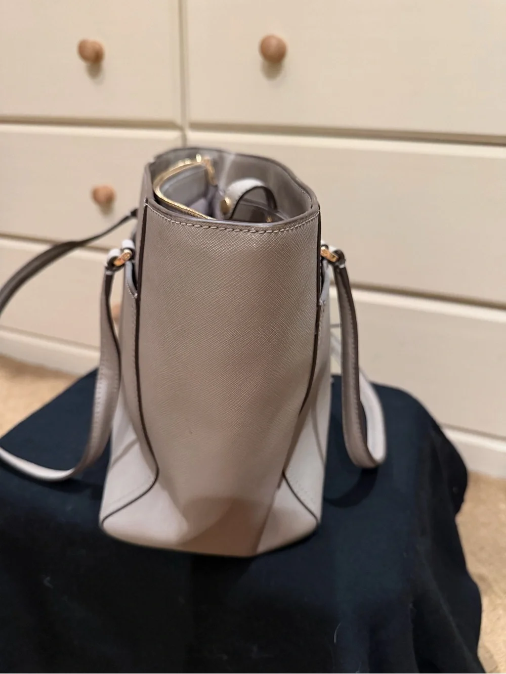 Tory Burch Parker Tote — Grey/Taupe Saffiano Leather
